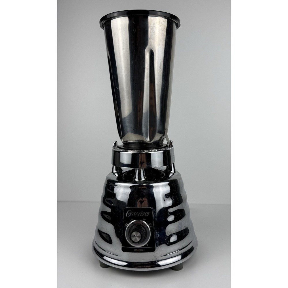 Vintage Osterizer Deluxe Blender 5000-28 Chrome Stainless Steel Jar Tested